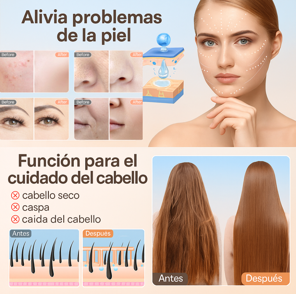 DermaGlow 4 en 1 - Recupera tu cabello: menos caída, más fuerza y volumen en semanas